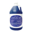 Gallon size bottle of Germicide blue liquid color disinfecting concentrate.