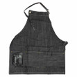Flat lay of the Vincent Black Denim Apron with removable shear/comb pouch.