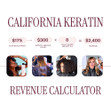 Lasioa California Keratin Revenue Calculator. Salons make an estimated $2400 when charging $300 per Keratin Service.