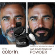 Instant Haircolor Touch-Up Powder can be used for color touch-ups on beards.