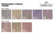 Wella Colorcharm Permanent Cream Toner shade chart.