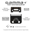 Infographic of the Gamma+ T1000 Echo Fade Blade + Shallow 2.0 Cutter Set.