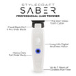 Infographic highlighting key features of the StyleCraft White Saber Trimmer.