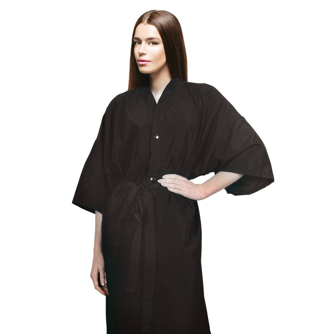 lightweight black dressing gown Lightweight Short Dressing Gown - Persephone