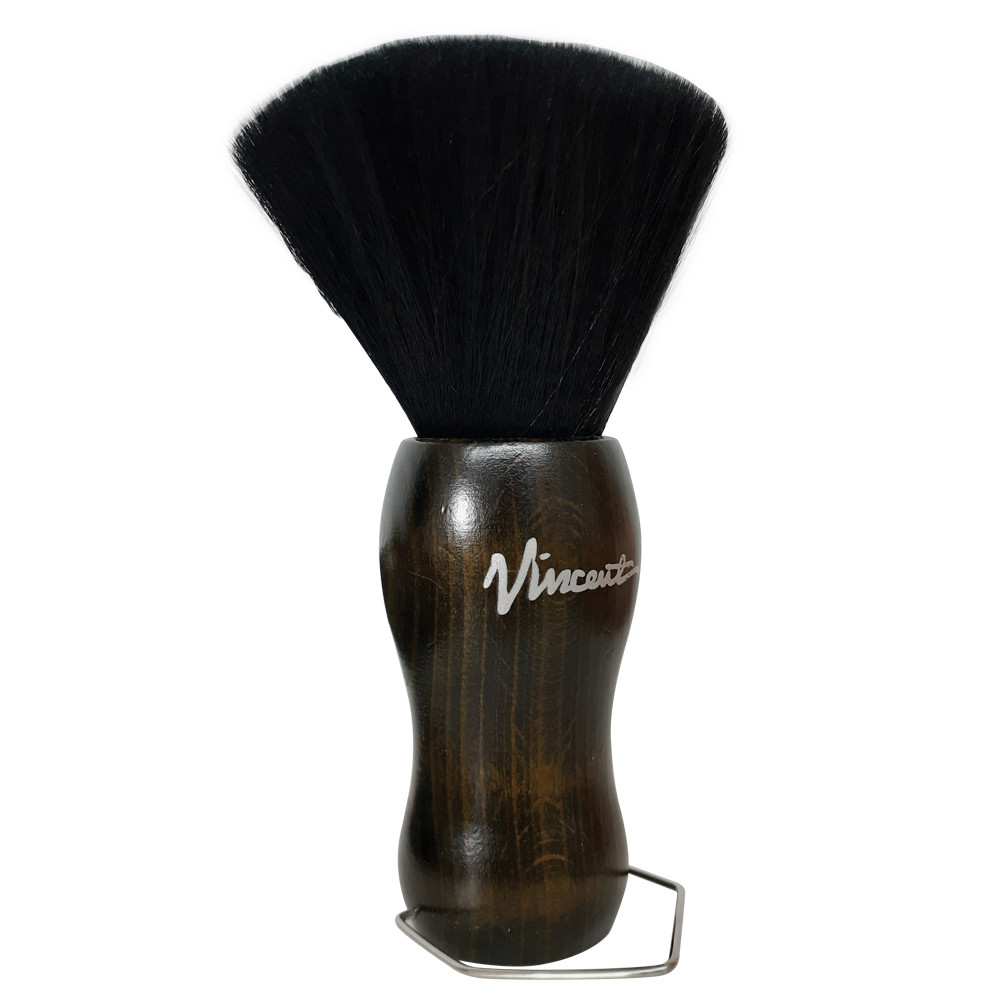 Neck Duster Bürste – Für Friseure & Zu Hause, Schwarz, Mit Holzgriff