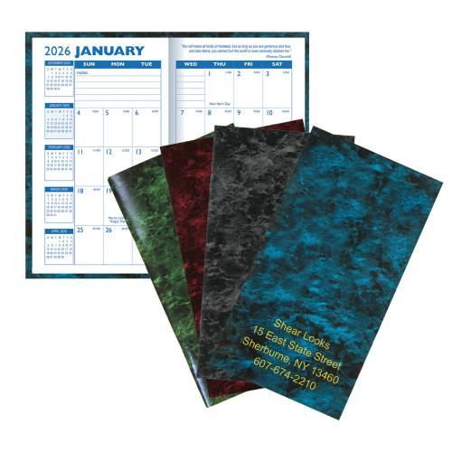 14 Month Marble Cardstock Calendar Books