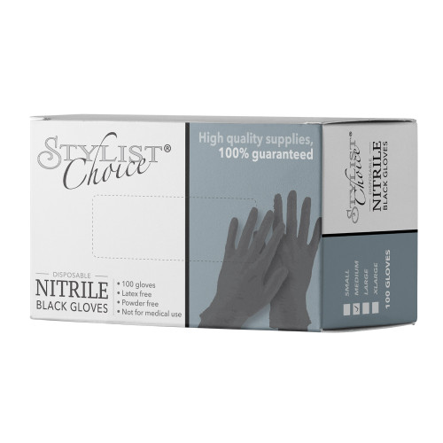 Stylist Choice Black Nitrile Gloves.
