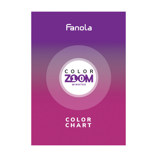 The purple and pink cover of the Fanola Color Zoom Shade Chart.