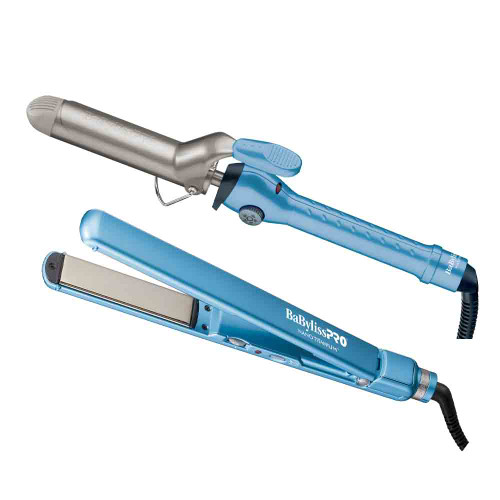 Nano Titanium Spring Curling Iron + Ultra Slim Flat Iron Combo.
