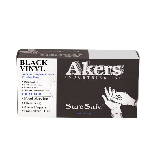 Akers Black Vinyl Gloves - Size XL