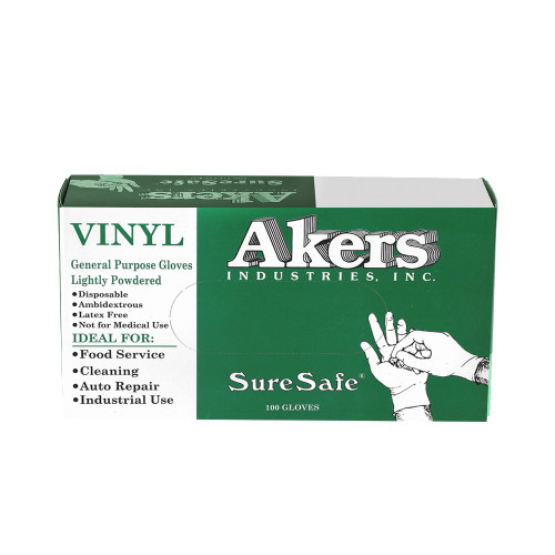 Akers Powdered Clear Vinyl Gloves