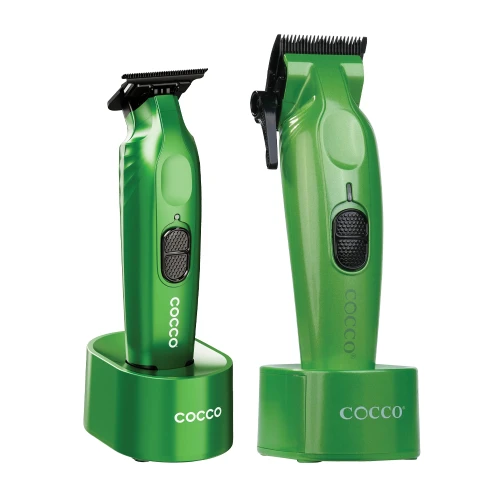 Green Hyper Veloce Clipper & Trimmer Bundle with matching charge bases.