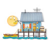 Tropical Fishing Shack Metal Wall Art CA719