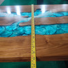 Coffee Table Wood and Blue Shell in Resin CTF-01-BSR