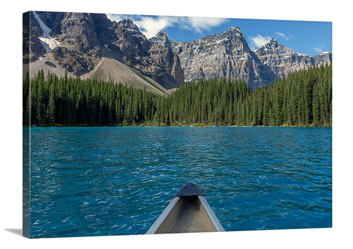 Canoe view Mountain Lake Canvas Wrap - David Lawrence Photography