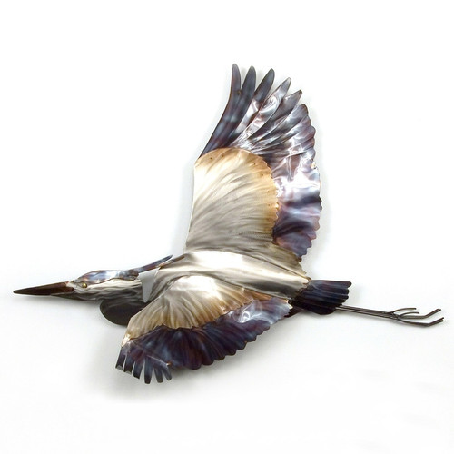 Flying Heron Copper Art - Metal Wall Art