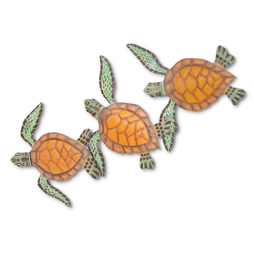 Three Baby Sea Turtles Metal Wall Art OS155