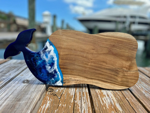 Whale Shaped Teak and Resin Cheese/Cutting Board FS111