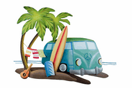 Beach Bus (lanai safe) Metal Wall Art