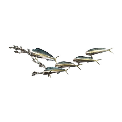 Mahi Mahi Attacking Bait Fish Metal Wall Art MM204