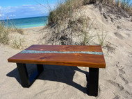 Coffee Table Teak with Crushed Glass in Resin CTF-01-BG