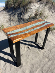 Console Table Teak with Crushed Glass