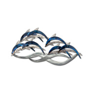 Dolphin Pod with Waves Abstract Metal Wall Art MM403