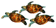 3D Sea Turtles - Set of 3 Metal Wall Art