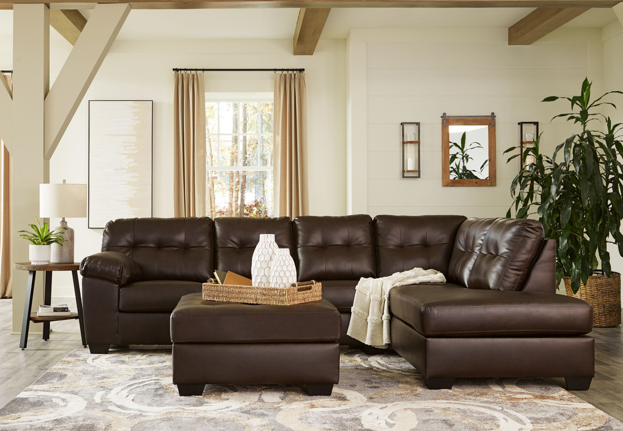The Donlen Chocolate 3 Pc. Left Arm Facing Sofa 2 Pc Sectional, Ottoman