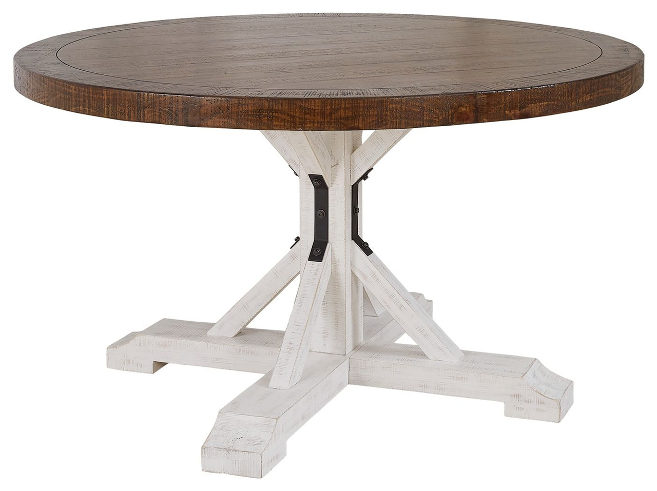The Valebeck White / Brown Dining Table is available at Discount