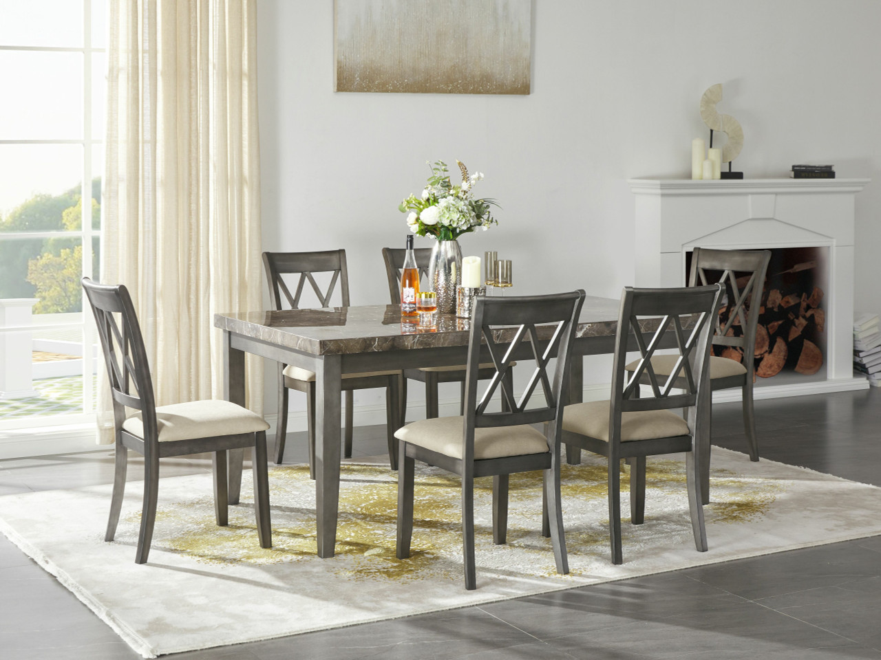 The Curranberry Twotone Gray 7 Pc. Dining Room Table, 6 Side Chairs is