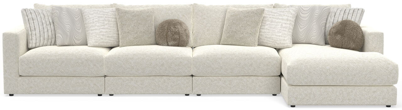 The Ritzy - 4 Piece Modular Sectional (RSF Chaise) - Bone sold at ...