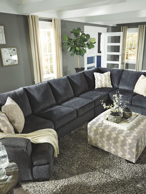Eltmann Slate 5 Pc. Left Arm Facing Cuddler 4 Pc Sectional, Ottoman