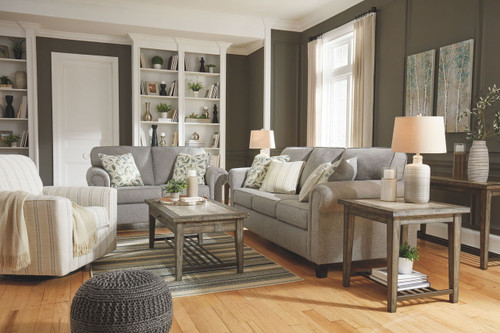 The Alandari Gray Swivel Glider Accent Chair is available at