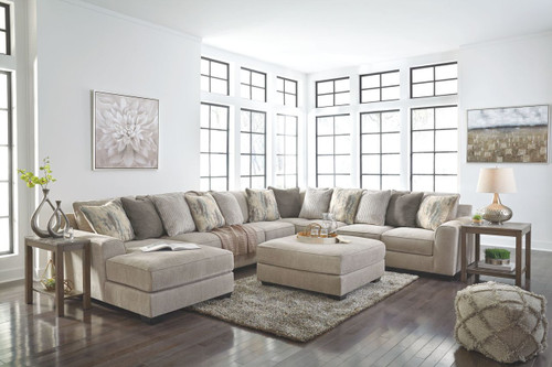 Ardsley Pewter 6 Pc. Left Arm Facing Chaise 5 Pc Sectional, Ottoman