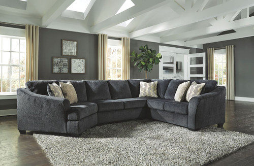 Eltmann Slate Left Arm Facing Cuddler 3 Pc Sectional