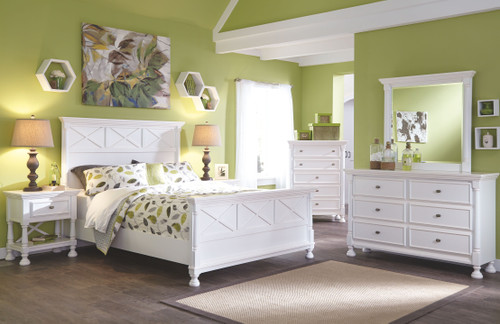 Kaslyn White 7 Pc. Dresser, Mirror, Queen Panel Bed, 2 Nightstands