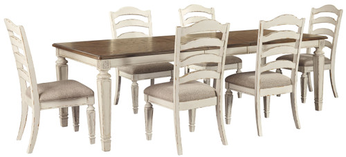 Realyn White 7 Pc. Extension Table, 6 Ladderback Side Chairs