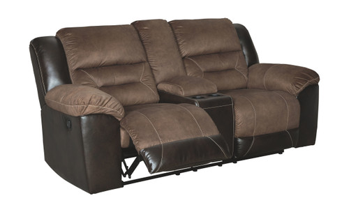 Earhart Chestnut Double Reclining Loveseat W/Console