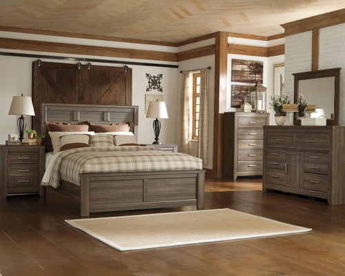 Juararo Dark Brown 5 Pc. Dresser, Mirror, Queen Panel Bed