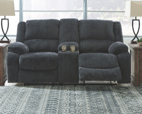 Draycoll Dark Gray Double Reclining Loveseat W/Console