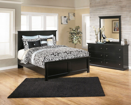 Maribel Black 5 Pc. Dresser, Mirror, King Panel Bed