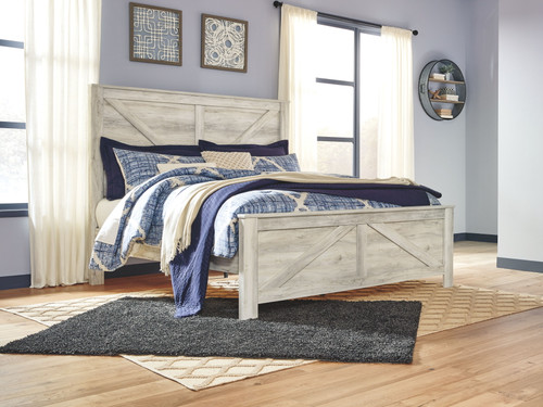 Bellaby Whitewash King Crossbuck Panel Bed