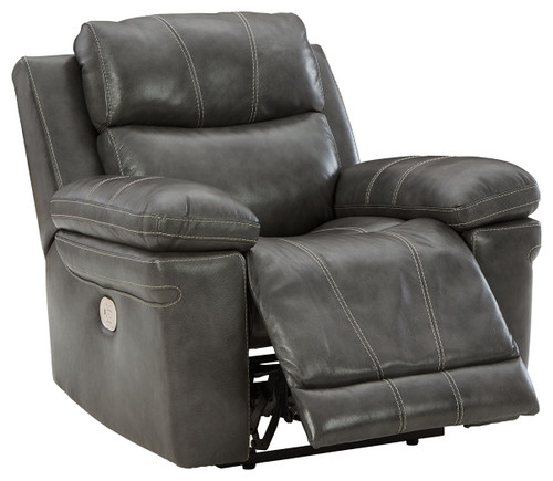 Edmar Charcoal Power Recliner/Adj Headrest Edmar Charcoal Power Recliner/Adj Headrest
