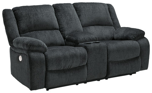 Draycoll Slate Double Reclining Power Loveseat W/Console Draycoll Slate Double Reclining Power Loveseat W/Console