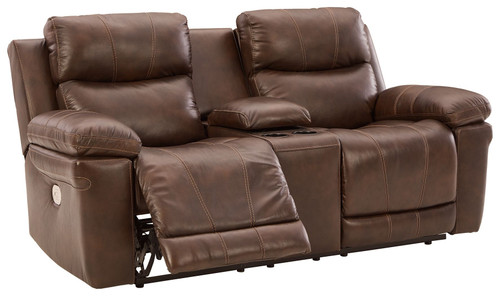 Edmar Chocolate Power Reclining Loveseat/Con/Adj Hdrst