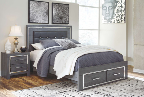 Lodanna Gray Queen Platform Bed With 2 Storage Drawers