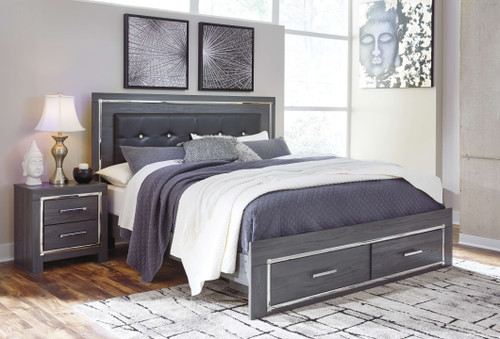 Lodanna Gray King Platform Bed With 2 Storage Drawers