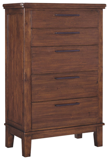 Ralene Medium Brown Five Drawer Chest
