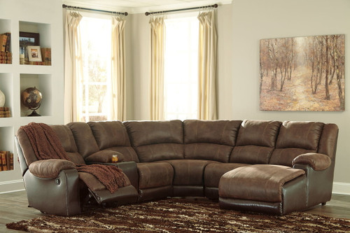 Nantahala Coffee Left Arm Facing Chaise 6 Pc Sectional